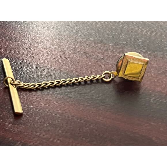 VTG Tie Tacks Lot of 2 Swank Gold Tone Rhinestone Silver Tone - Picture 2 of 7